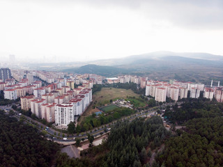 Aerial Drone View of Ugur Mumcu Aydos Forest in Istanbul / Kartal