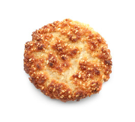Sweet tasty cookie on white background