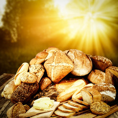 fresh bread and sunset time. 