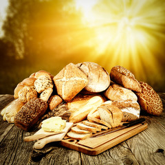 fresh bread and sunset time. 