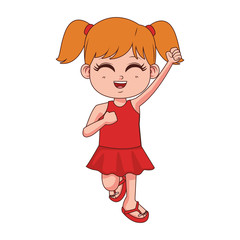 Beautiful girl with hand up cartoon vector illustration graphic design