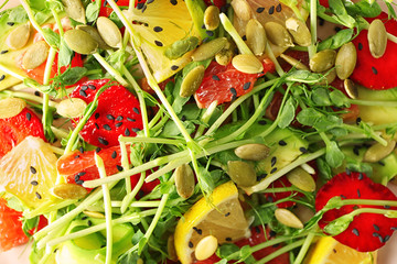 Delicious fresh salad, closeup