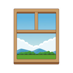 Window and landscape vector illustration graphic design