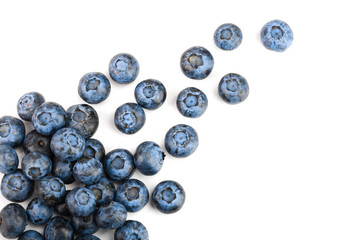 fresh ripe blueberry isolated on white background. Top view. Flat lay pattern