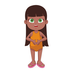 Beautiful girl with hand up cartoon vector illustration graphic design