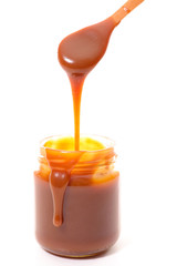 caramel sauce isolated on white background