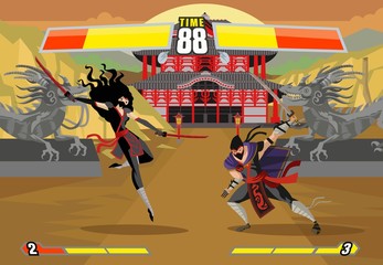 ninja fighting videogame © matiasdelcarmine