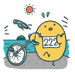 ひよこのゆるいトライアスロン © TAMAGO POTATO