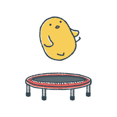 トランポリンをするゆるいひよこ © TAMAGO POTATO