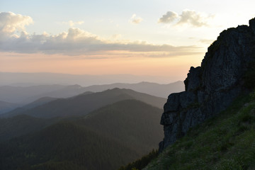Fototapeta na wymiar mountain landscape on sunset