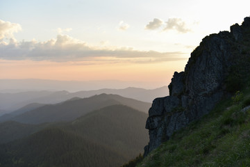 Fototapeta na wymiar mountain landscape on sunset