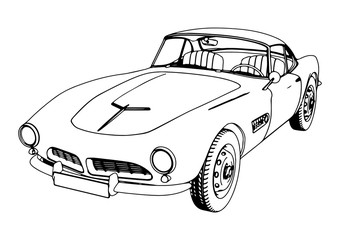 outline retro sport car vector