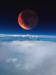 Lunar eclipse seen high above the clouds. My astronomy work.
