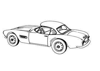 outline retro sport car vector