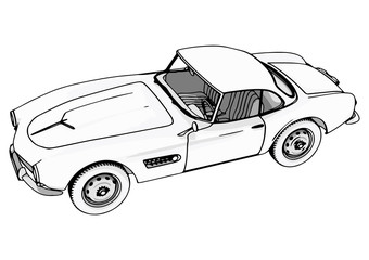 Obraz premium outline retro sport car vector