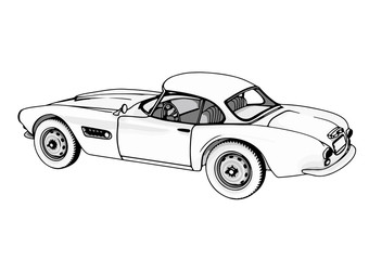 Obraz premium outline retro sport car vector