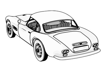 outline retro sport car vector