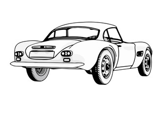 outline retro sport car vector