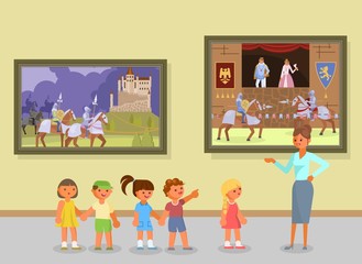 Art museum excursion vector illustration