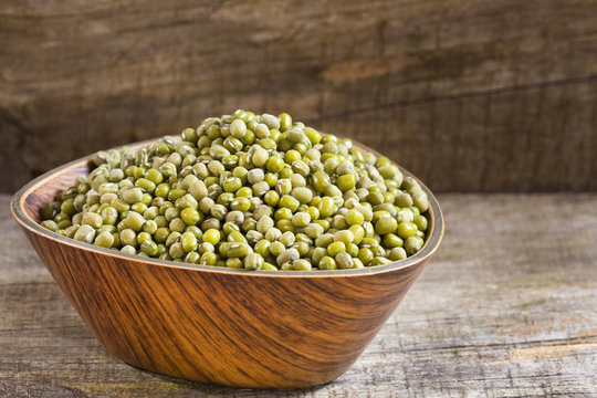 Organic mung beans in the bowl - Vigna radiata