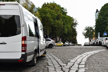 bus expecting tourists on european street