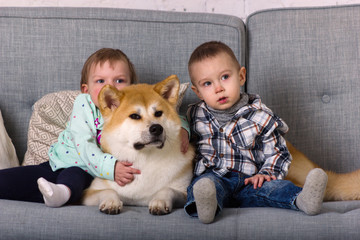 Children with dog