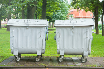 Garbage containers in the park