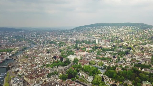 zurich cityscape aerial panorama 4k switzerland
