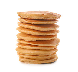 Delicious pancakes on white background