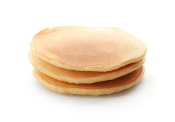 Delicious pancakes on white background