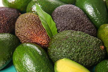 Ripe fresh avocados, closeup