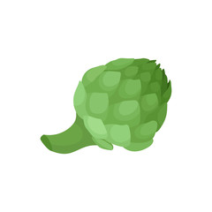 Flat vector icon of fresh green artichoke. Natural ingredient for vegetarian dish. Organic product. Healthy food