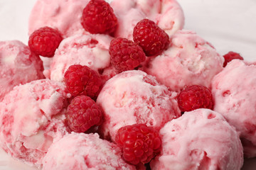 Delicious raspberry ice-cream, closeup
