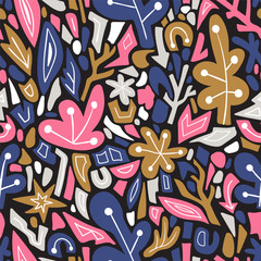 Obraz premium Terrazzo seamless pattern. Vector abstract childish background with chaotic stains for baby design. Collage endless texture.