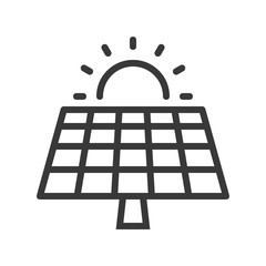 Solar cell panel and sun, green energy icon