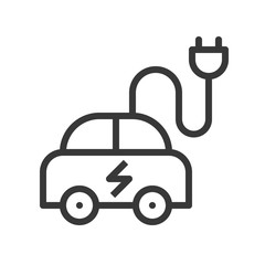 Electric car icon, green energy concept