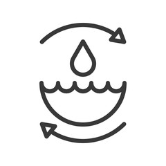 Water droplet and arrow, save or recycle water icon