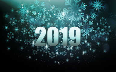 Merry Christmas Background with Snow and Lights.