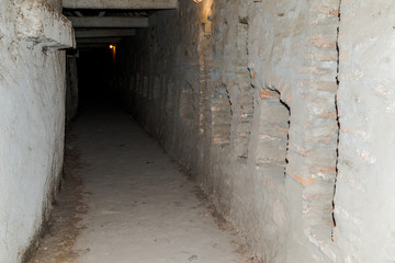 Passage  under the roof, between the protective walls in the Fortified Church Prejmer in Prejmer city in Romania
