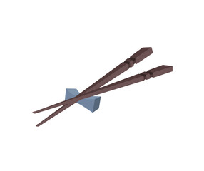 Japan culture symbol vector illustration.  Colorful Japanese sushi sticks icon isolated on white background.