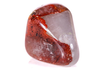 Macro mineral stone jasper on a white background