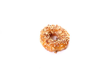 Donut with nut isolated on white background
