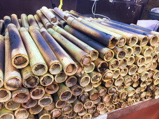 Sticky rice glutinous rice roasted bamboo joints soaked coconut milk