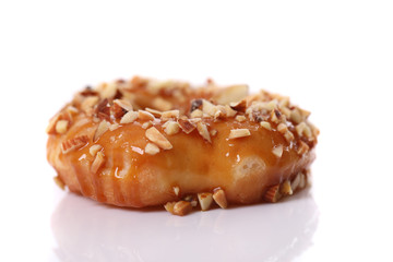Donut with nut isolated on white background