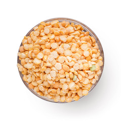 Dry peas in bowl, top view