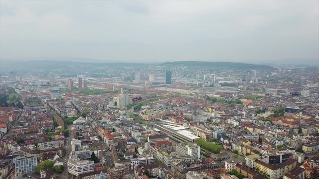 sunny zurich cityscape aerial panorama 4k switzerland
