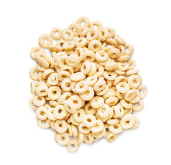 Heap of corn rings isolated on white