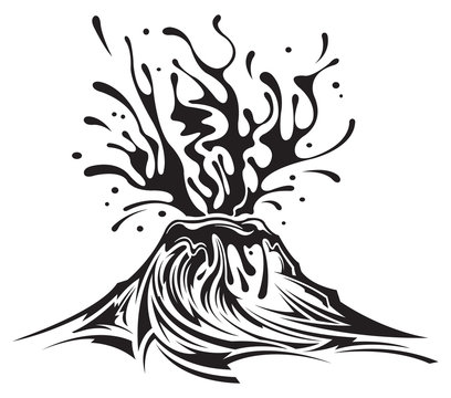 black volcano erupting graphic clip art preview