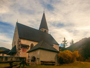 Fototapeta na wymiar Church in Santa Maddalena, South Tyrol, Italy