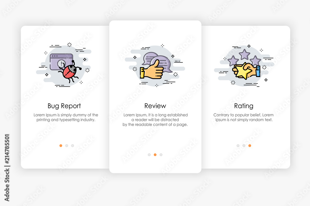 Wall mural onboarding screens design in review and report concept. modern and simplified vector illustration, t